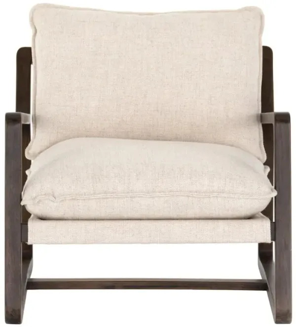 Ailyn Rustic Lodge Cream Performance Dark Brown Wood Occasional Arm Chair