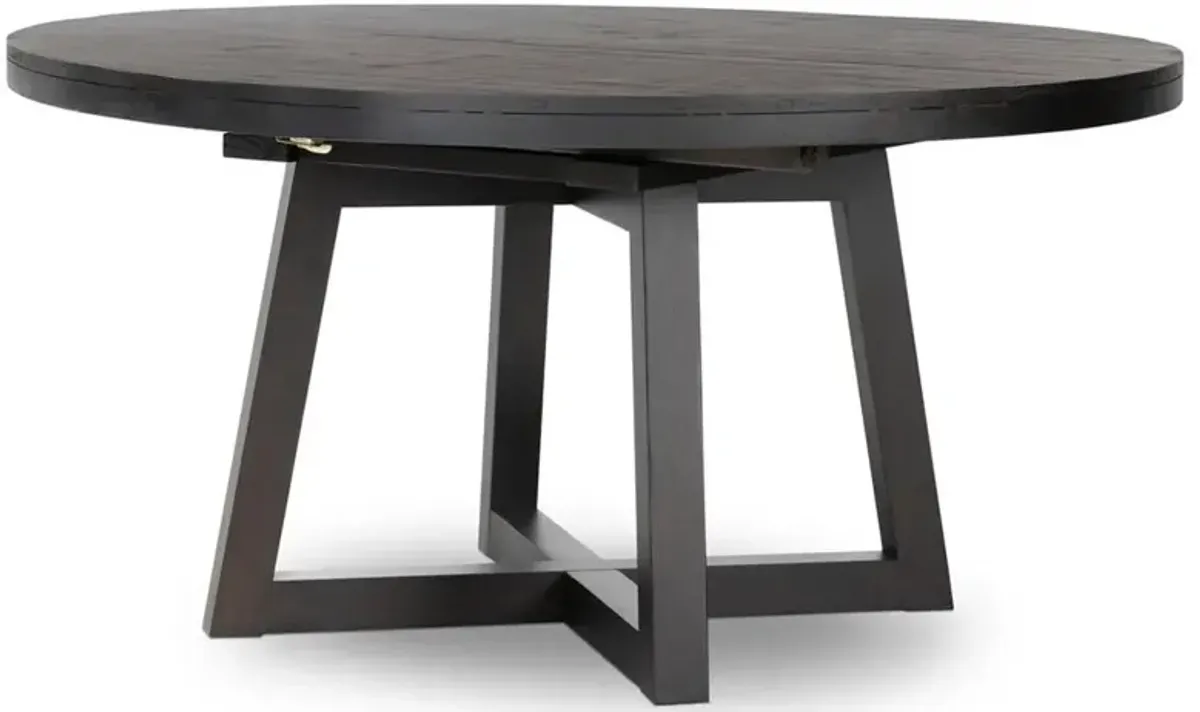 Ervin Rustic Lodge Black Reclaimed Wood Round Extendable Dining Table - 60-72"W