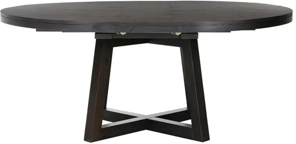 Ervin Rustic Lodge Black Reclaimed Wood Round Extendable Dining Table - 60-72"W