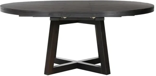 Ervin Rustic Lodge Black Reclaimed Wood Round Extendable Dining Table - 60-72"W