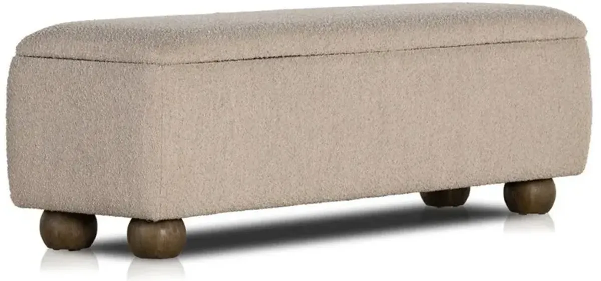 Ramon Modern Classic Beige Performance Boucle Storage Bench