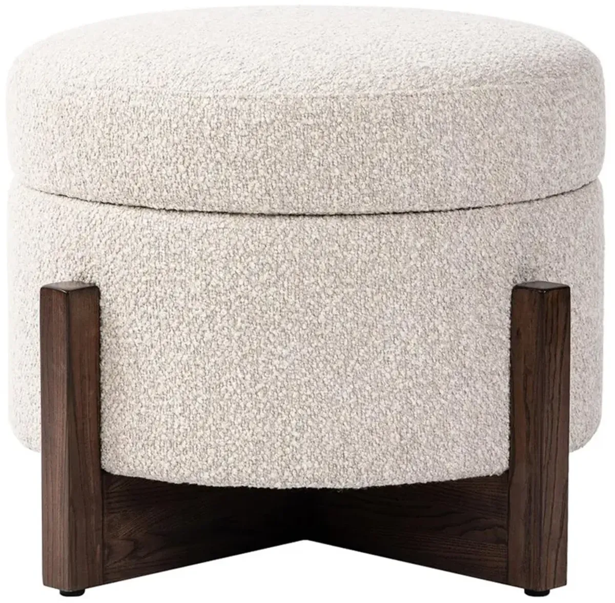 Ester Rustic Lodge Beige Performance Boucle Round Storage Ottoman - 25"