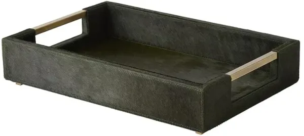 Beatrix Modern Classic Green Leather Decorative Tray - Small