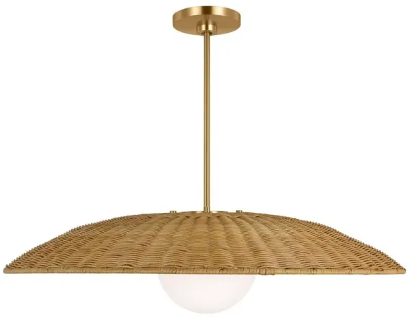 Visual Comfort Studio Mari Burnished Brass Rattan Shade Pendant - Extra Large