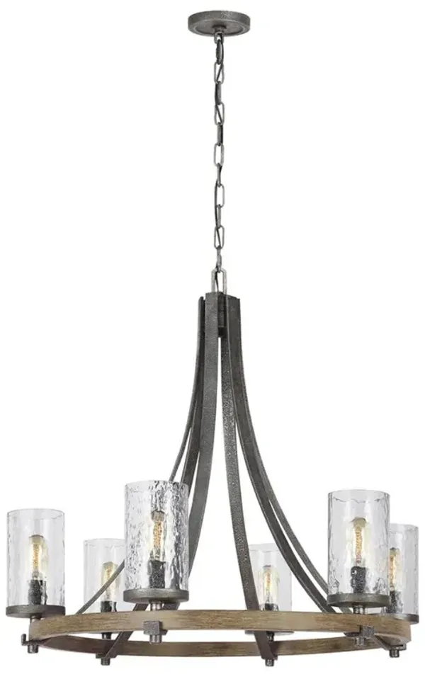Visual Comfort Studio Angelo Rustic Distressed Weathered Oak Chandelier - Medium