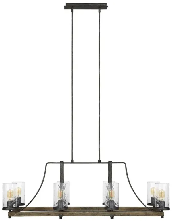 Visual Comfort Studio Angelo Rustic Distressed Weathered Oak Linear Chandelier