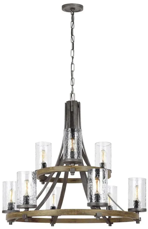 Visual Comfort Studio Angelo Rustic Distressed Weathered Oak 2 Tier Chandelier