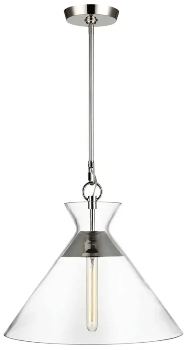 Visual Comfort Studio Atlantic Polished Nickel Glass Shade Wide Pendant