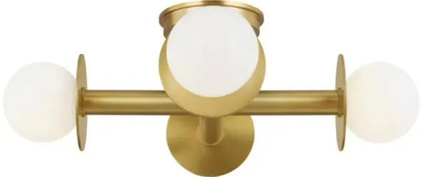 Visual Comfort Studio Nodes Mid Century Burnished Brass Semi Flush Mount