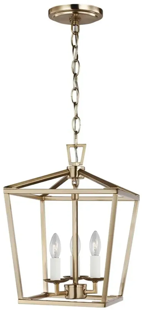 Visual Comfort Studio Dianna Satin Brass 3 Light Lantern Pendant - Mini