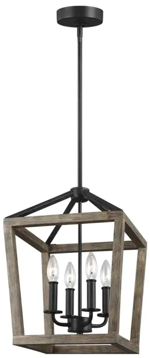 Visual Comfort Studio Gannet Weathered Oak Antique Iron Chandelier - Small