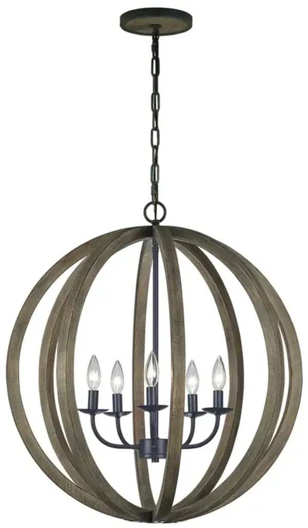 Visual Comfort Studio Allier Rustic Weathered Oak Iron Pendant - Medium