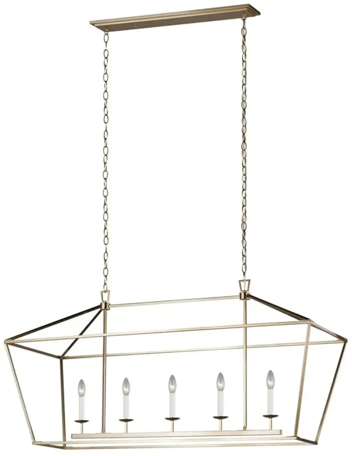Visual Comfort Studio Dianna Mid Century Satin Brass 5 Light Linear Chandelier
