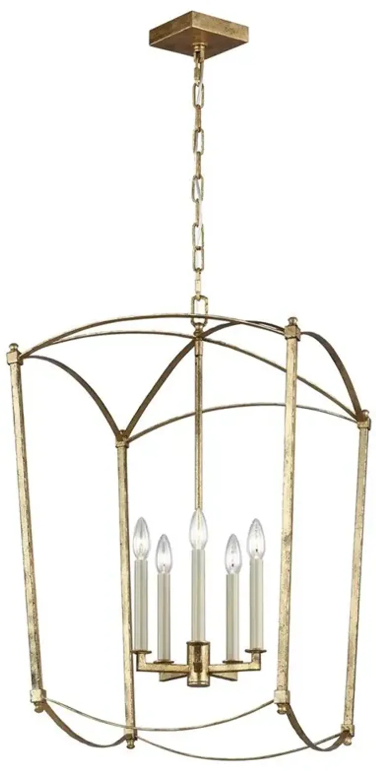 Visual Comfort Studio Thayer Mid Century Antique Gild Lantern - Large