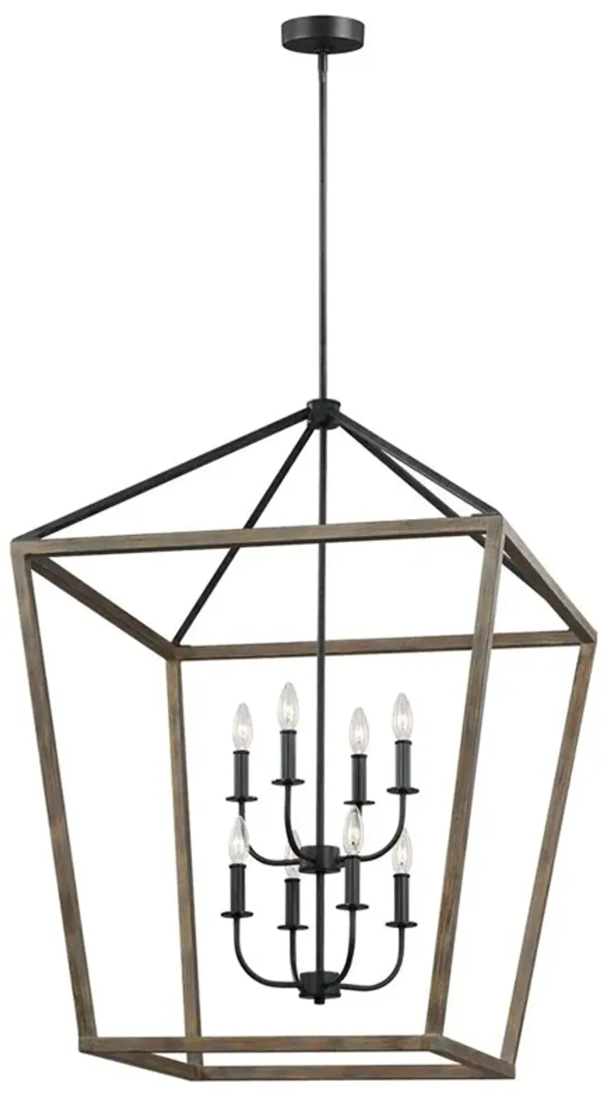 Visual Comfort Studio Gannet Weathered Oak Antique Iron Chandelier - Extra Large