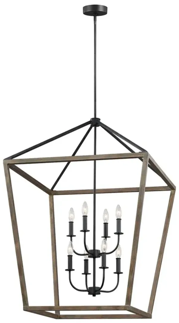 Visual Comfort Studio Gannet Weathered Oak Antique Iron Chandelier - Extra Large