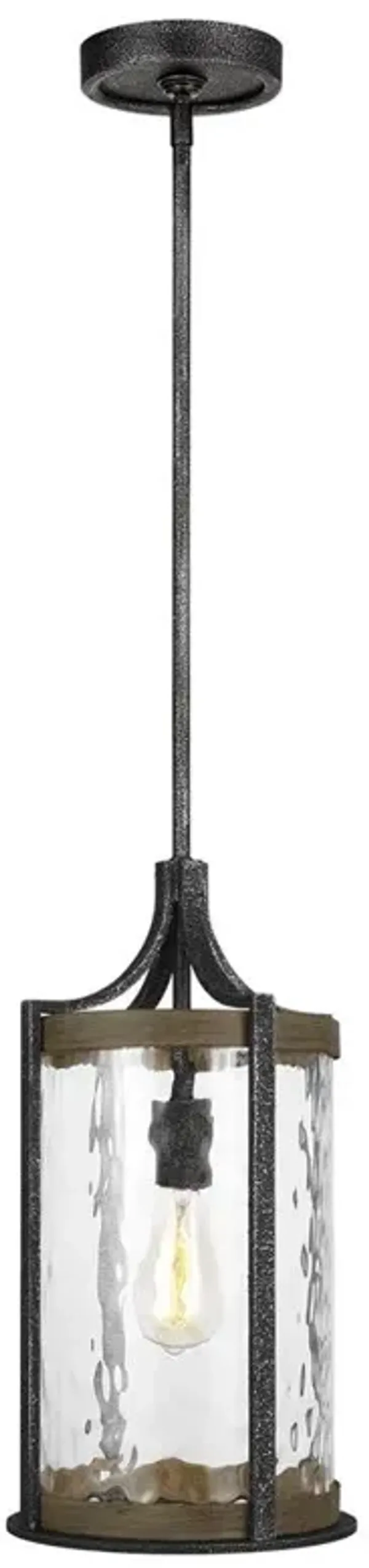 Visual Comfort Studio Angelo Distressed Weathered Oak Slate Grey Metal Pendant