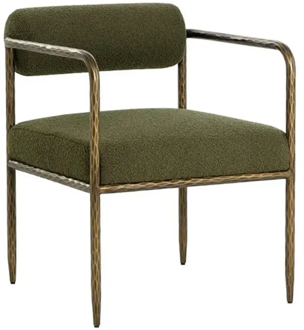 Ameera Regency Olive Green Brass Iron Dining Arm Chair
