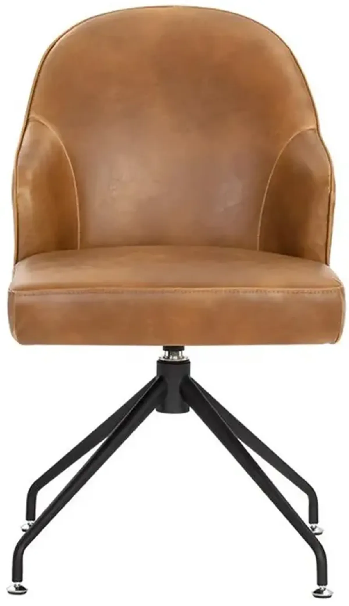 Elspeth Modern Brown Faux Leather Black Iron Swivel Office Chair