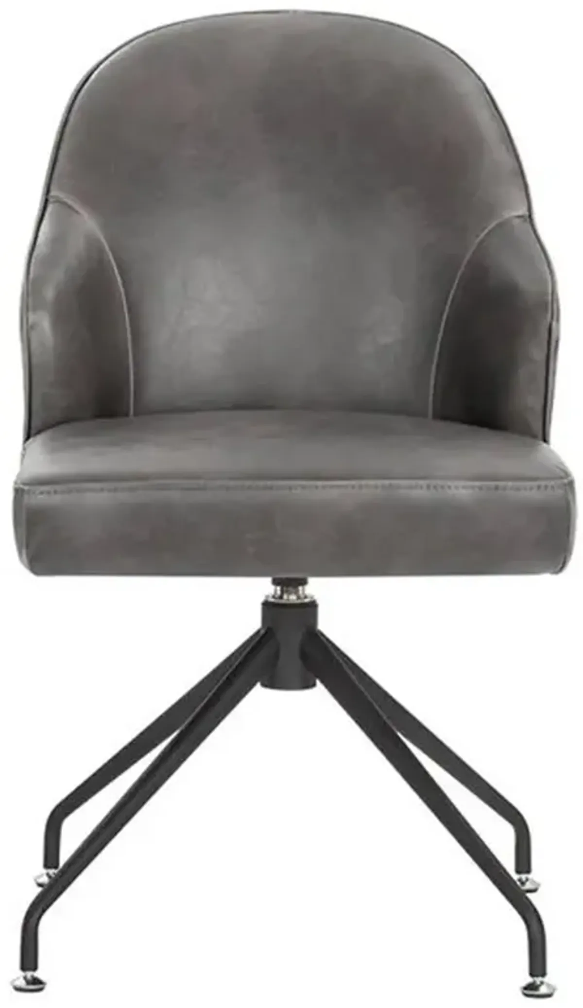 Elspeth Modern Grey Faux Leather Black Iron Swivel Office Chair