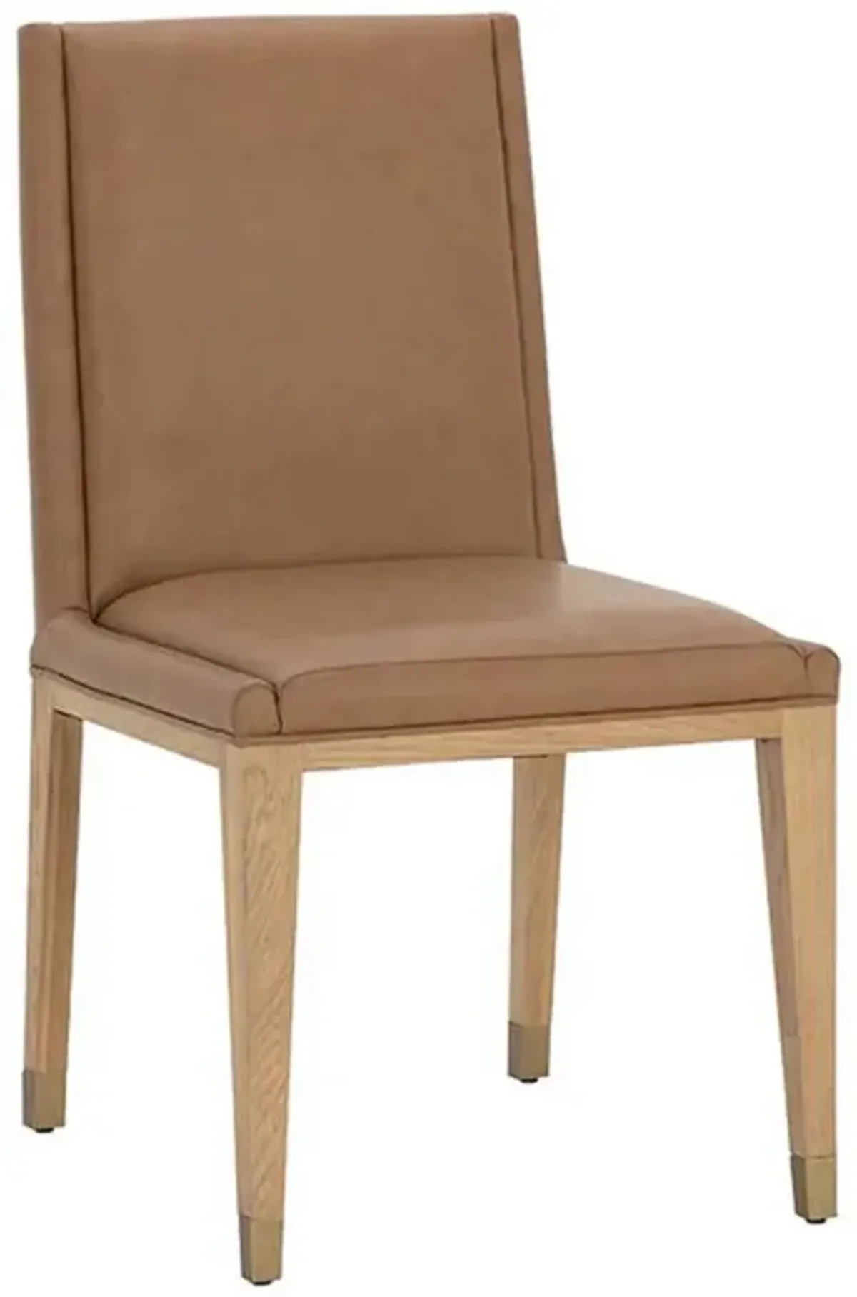 Palmerston Modern Classic Brown Faux Leather Oak Wood Dining Chair - Set of 2