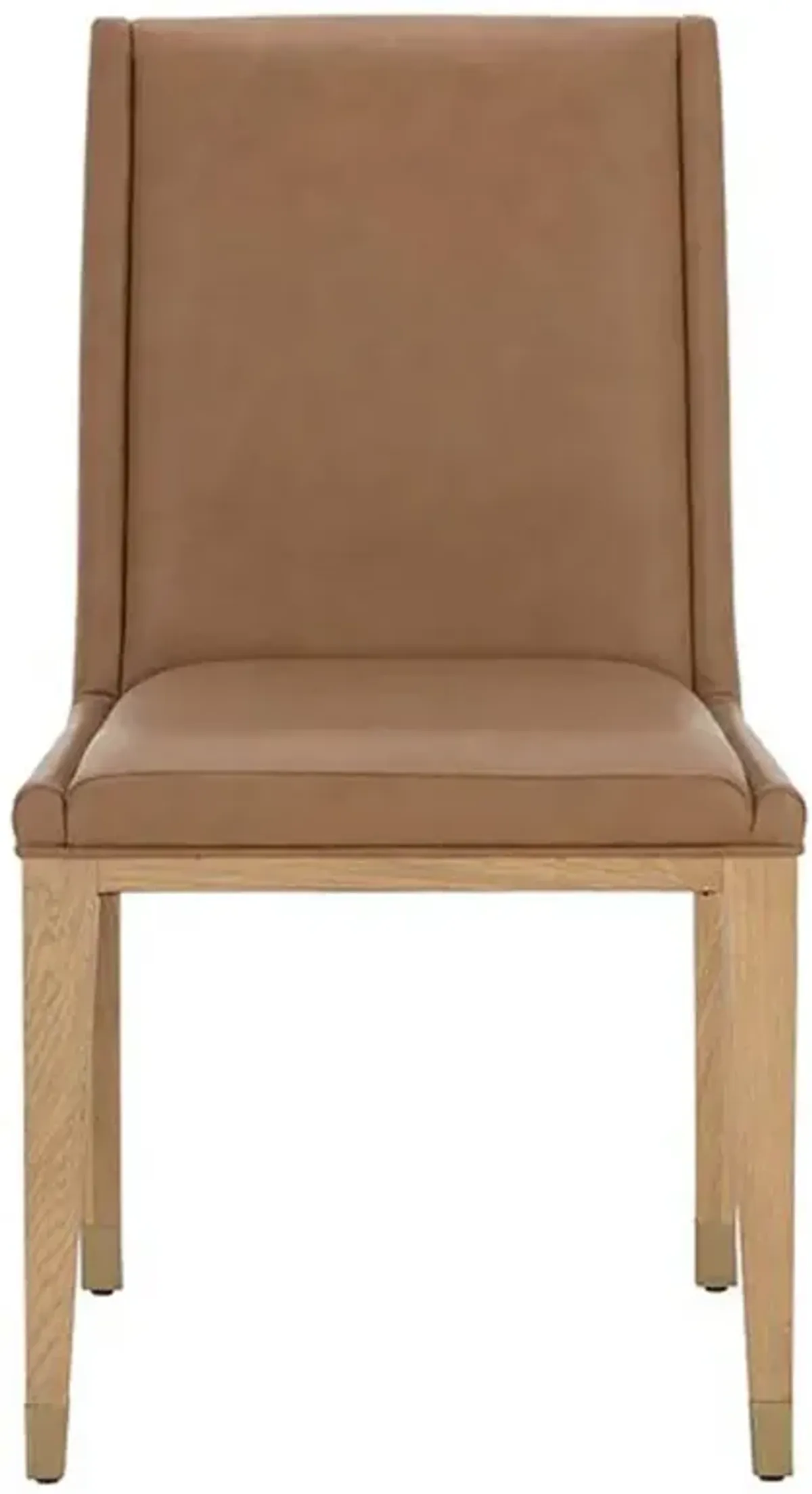 Palmerston Modern Classic Brown Faux Leather Oak Wood Dining Chair - Set of 2