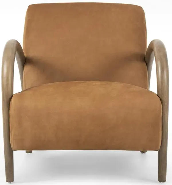 Adriel Rustic Lodge Camel Leather Arm Chair