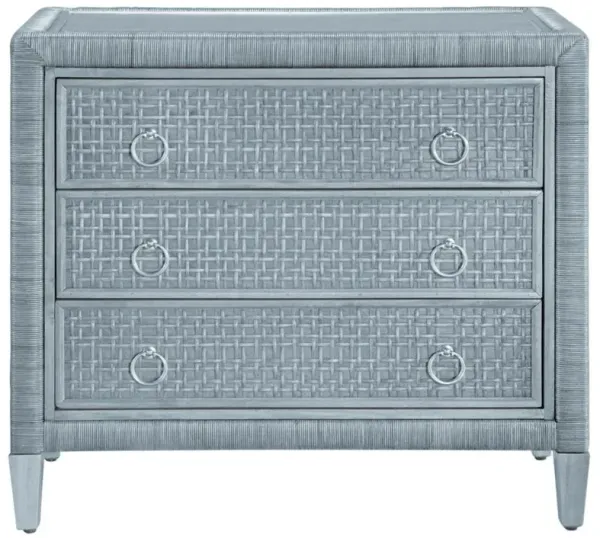 Kalea Coastal Beach Blue Woven Rattan Chest