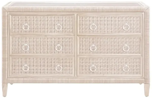 Kalea Coastal Beach Beige Woven Rattan Double Dresser