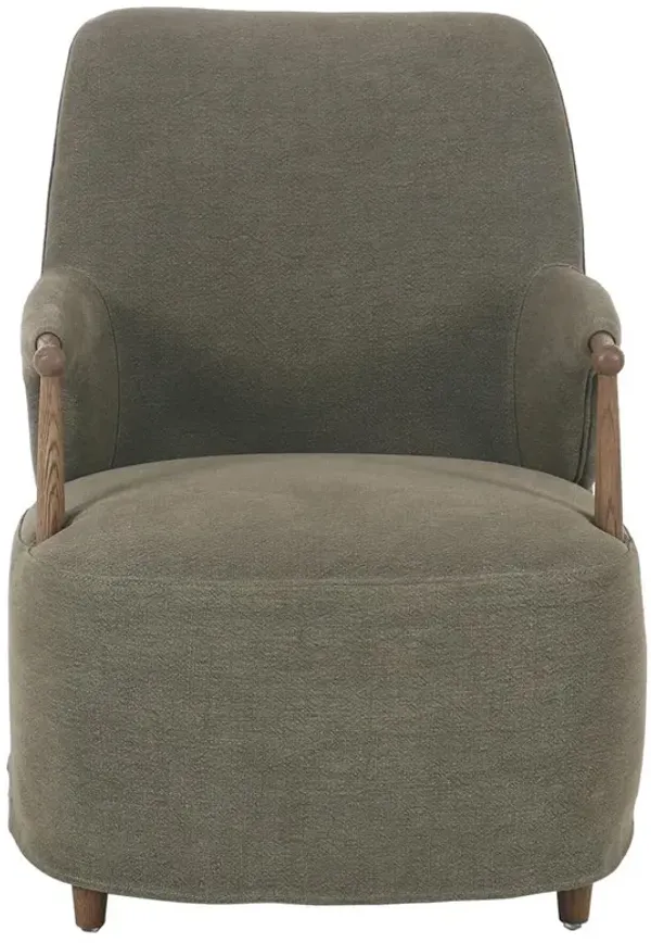 Brently Broadway Olive Linen Chair