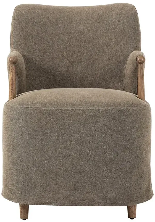 Brently Broadway Olive Linen Dining Chair