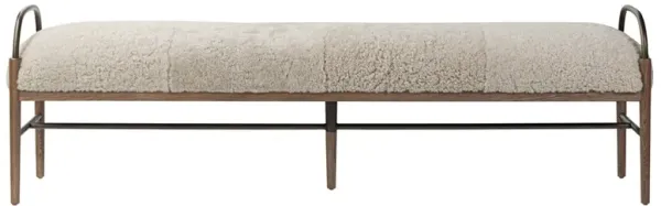 Demi Beige Shearling Accent Bench