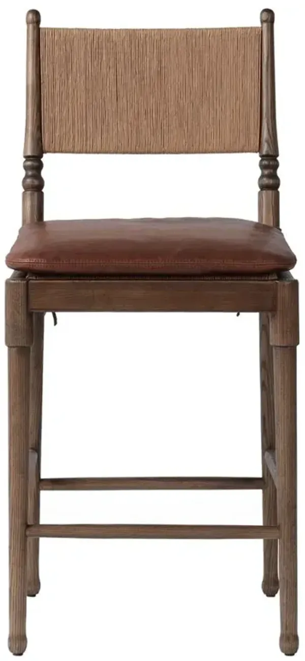 Fayth Dulane Mahogany Leather Counter Stool