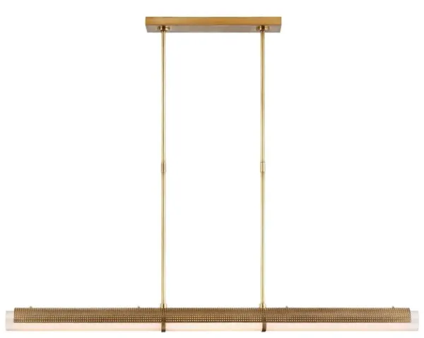 Visual Comfort Precision Modern Antique Burnished Brass Linear Chandelier
