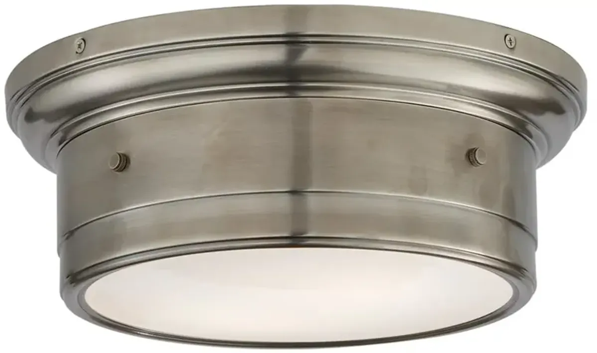 Visual Comfort Siena French Antique Nickel White Glass Flush Mount - Small