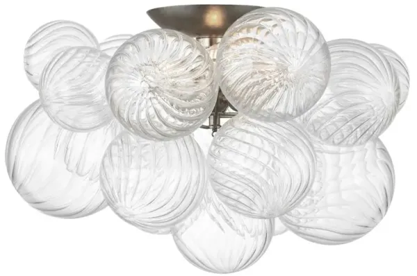 Visual Comfort Talia Burnished Silver Swirled Glass Flush Mount - Large