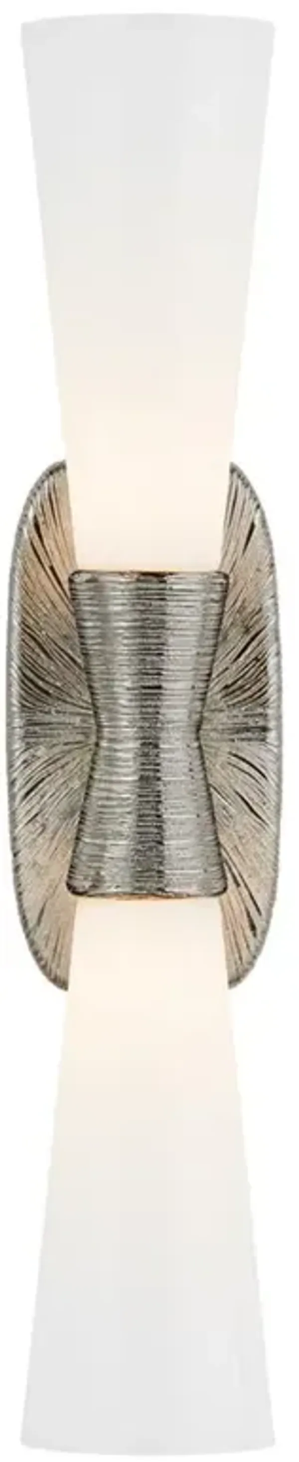 Visual Comfort Utopia Polished Nickel White Glass Double Bath Sconce - Large