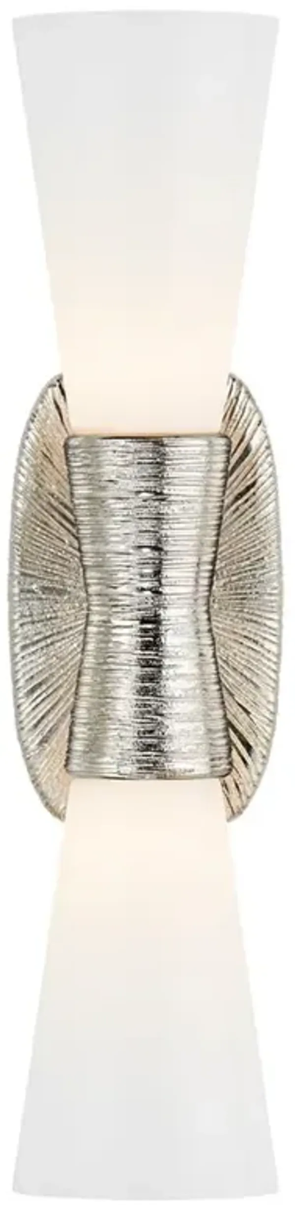 Visual Comfort Utopia Polished Nickel White Glass Double Bath Sconce - Small