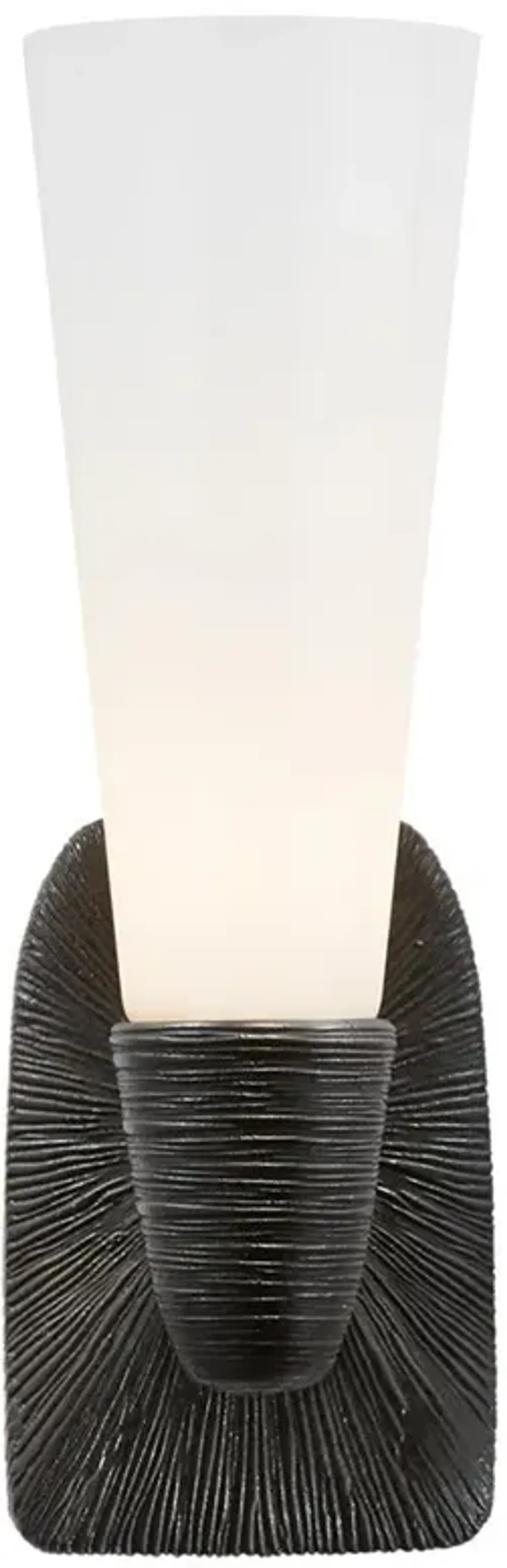 Visual Comfort Utopia Coastal Aged Iron Metal White Glass Single Bath Sconce