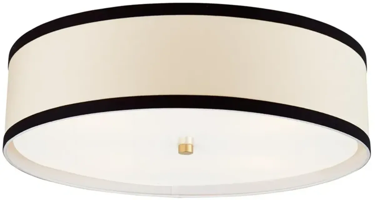 Visual Comfort Walker Gild Metal Cream Linen Black Trim Flush Mount - Large