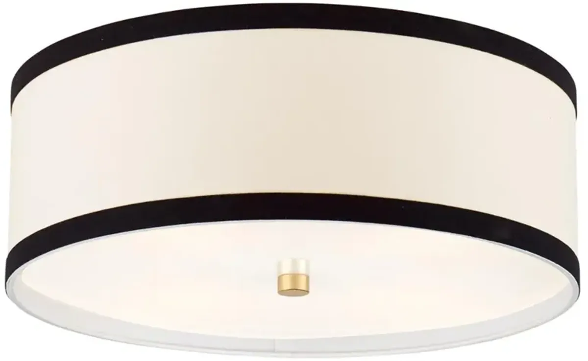 Visual Comfort Walker Gild Metal Cream Linen Black Trim Flush Mount - Medium