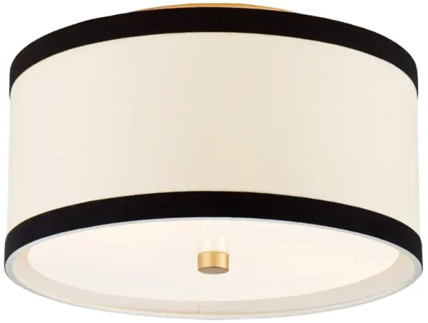 Visual Comfort Walker Gild Metal Cream Linen Black Trim Flush Mount - Small