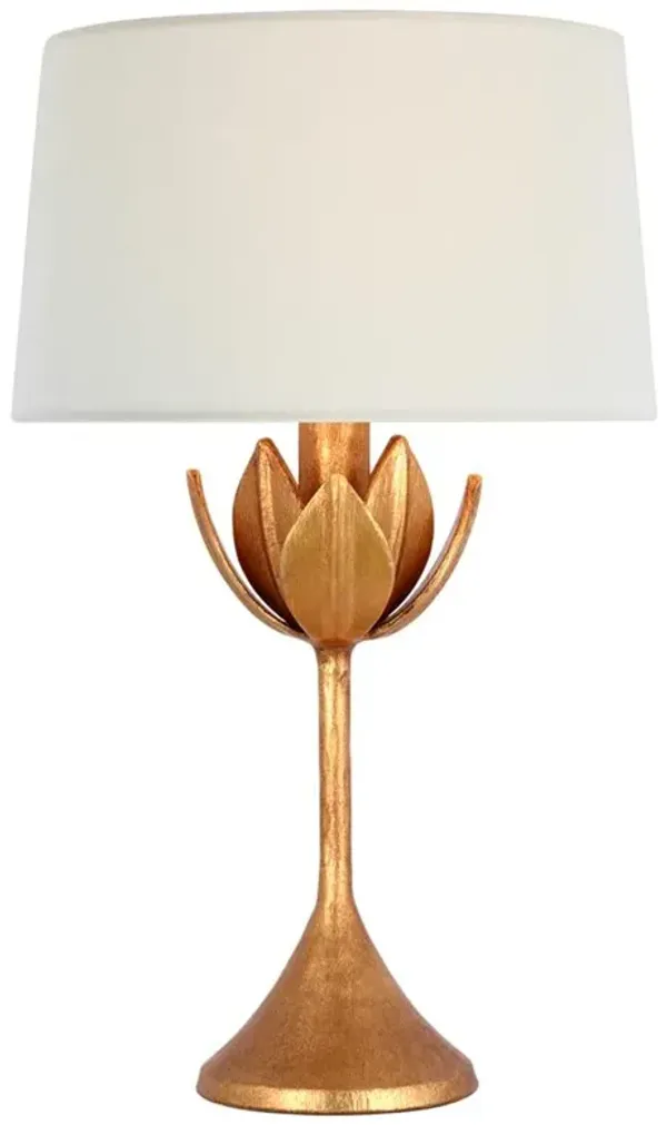 Visual Comfort Alberto Regency Antique Gold Linen Shade Cordless Table Lamp