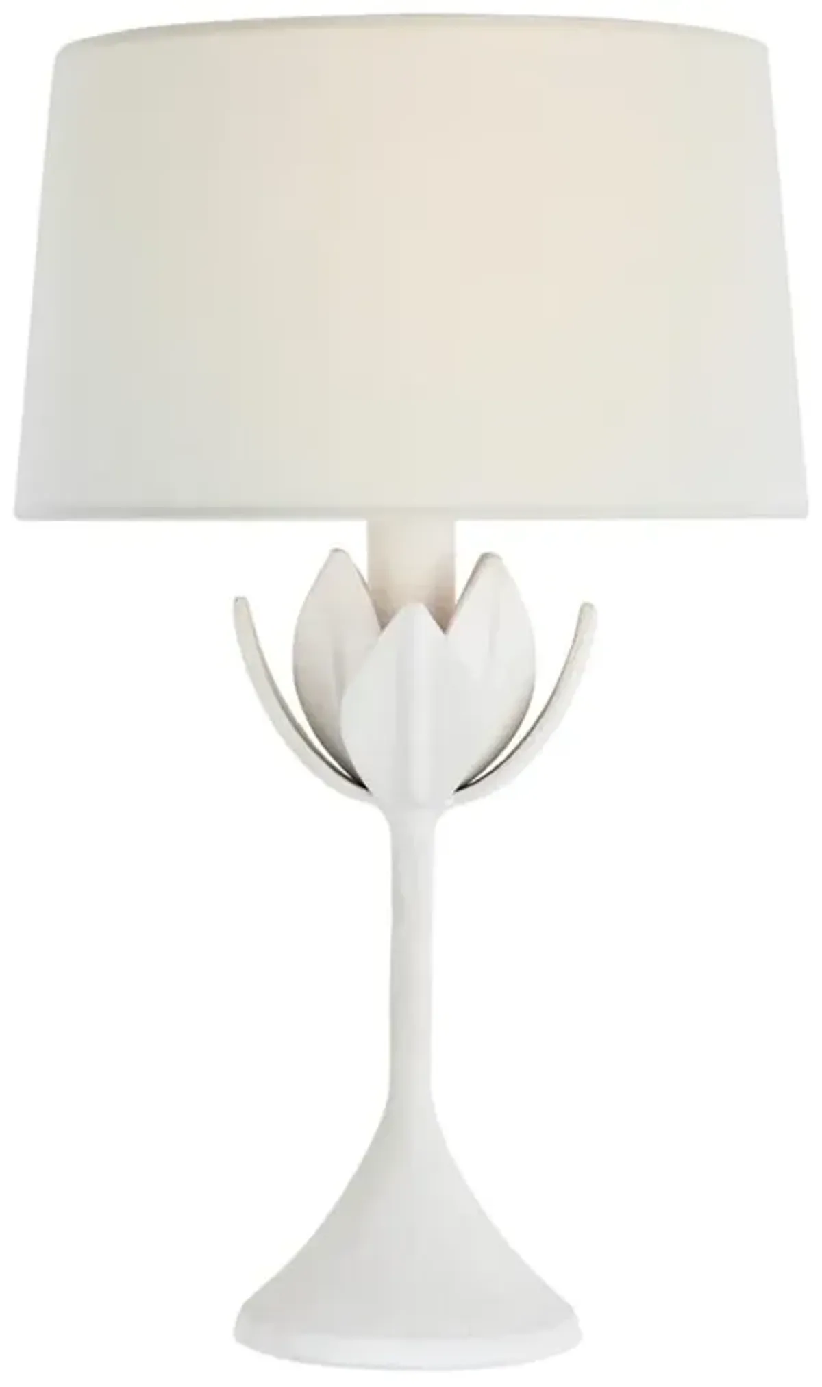 Visual Comfort Alberto Regency Plaster White Linen Shade Cordless Table Lamp