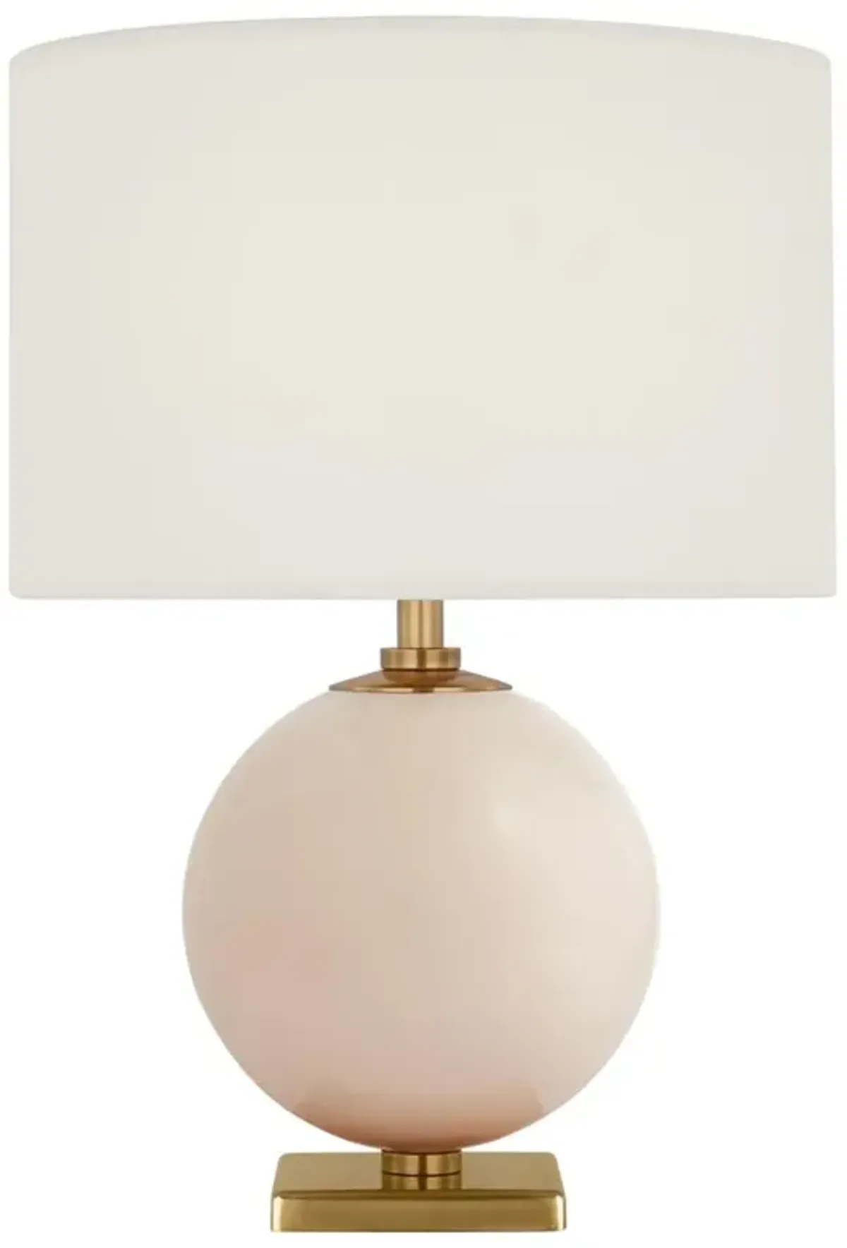 Visual Comfort Elsie White Linen Shade Blush Ceramic Cordless Table Lamp - 12"