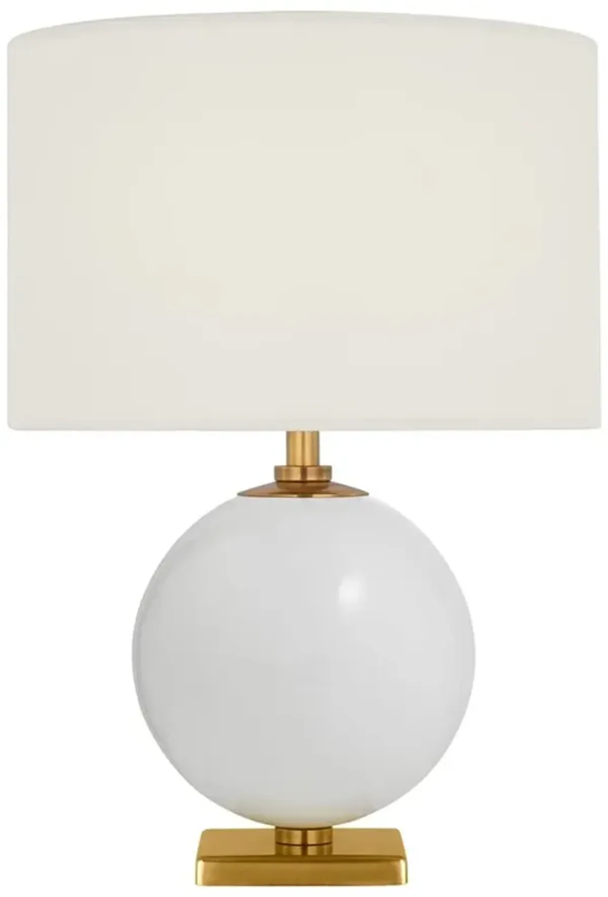 Visual Comfort Elsie White Linen Shade Cream Ceramic Cordless Table Lamp - 12"