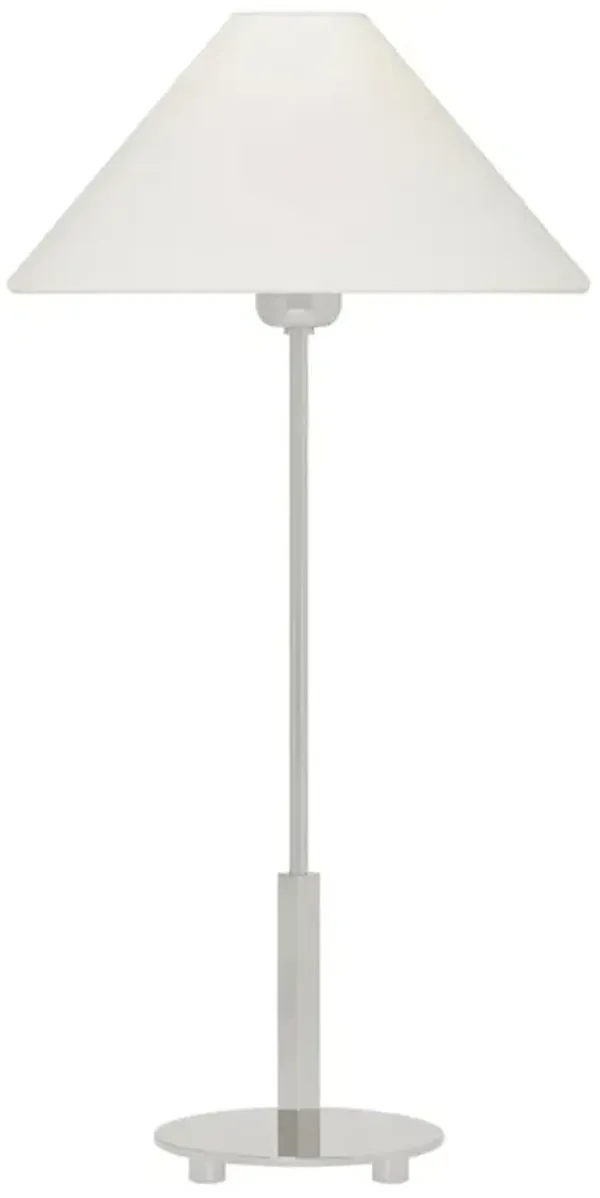 Visual Comfort Hackney Polished Nickel Linen Shade Cordless Buffet Table Lamp