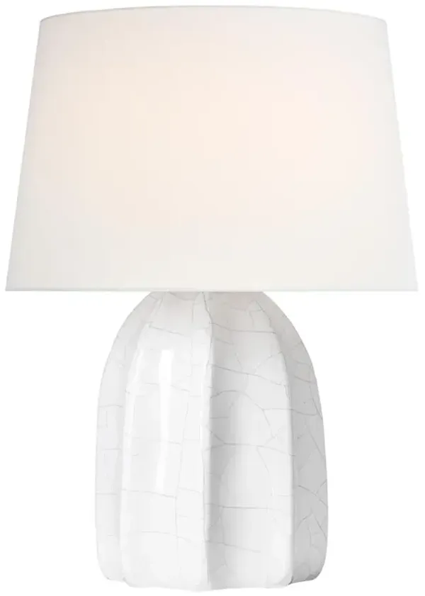 Visual Comfort Melanie French Crackled Ivory Linen Shade Cordless Table Lamp