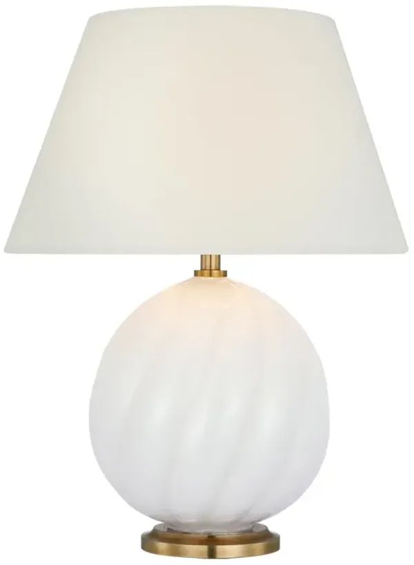 Visual Comfort Talia Modern Classic White Glass Cordless Table Lamp - 13"