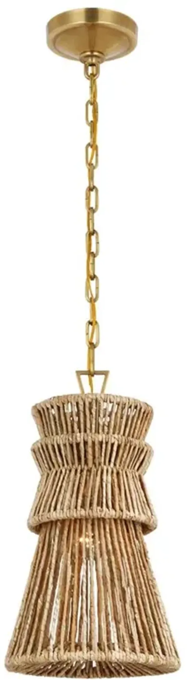 Visual Comfort Antigua Coastal Antique Burnished Brass Abaca Pendant - 10"